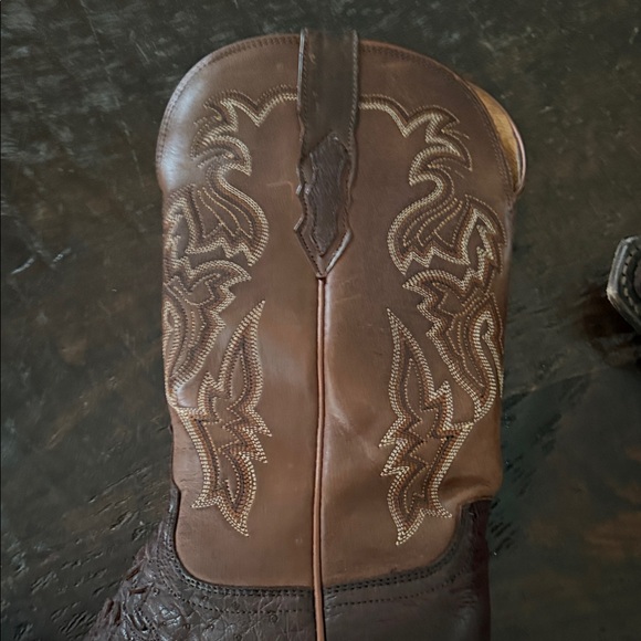 Women's Lucchese full Quill Ostrich Brown Western Boots - Picture 8 of 14
